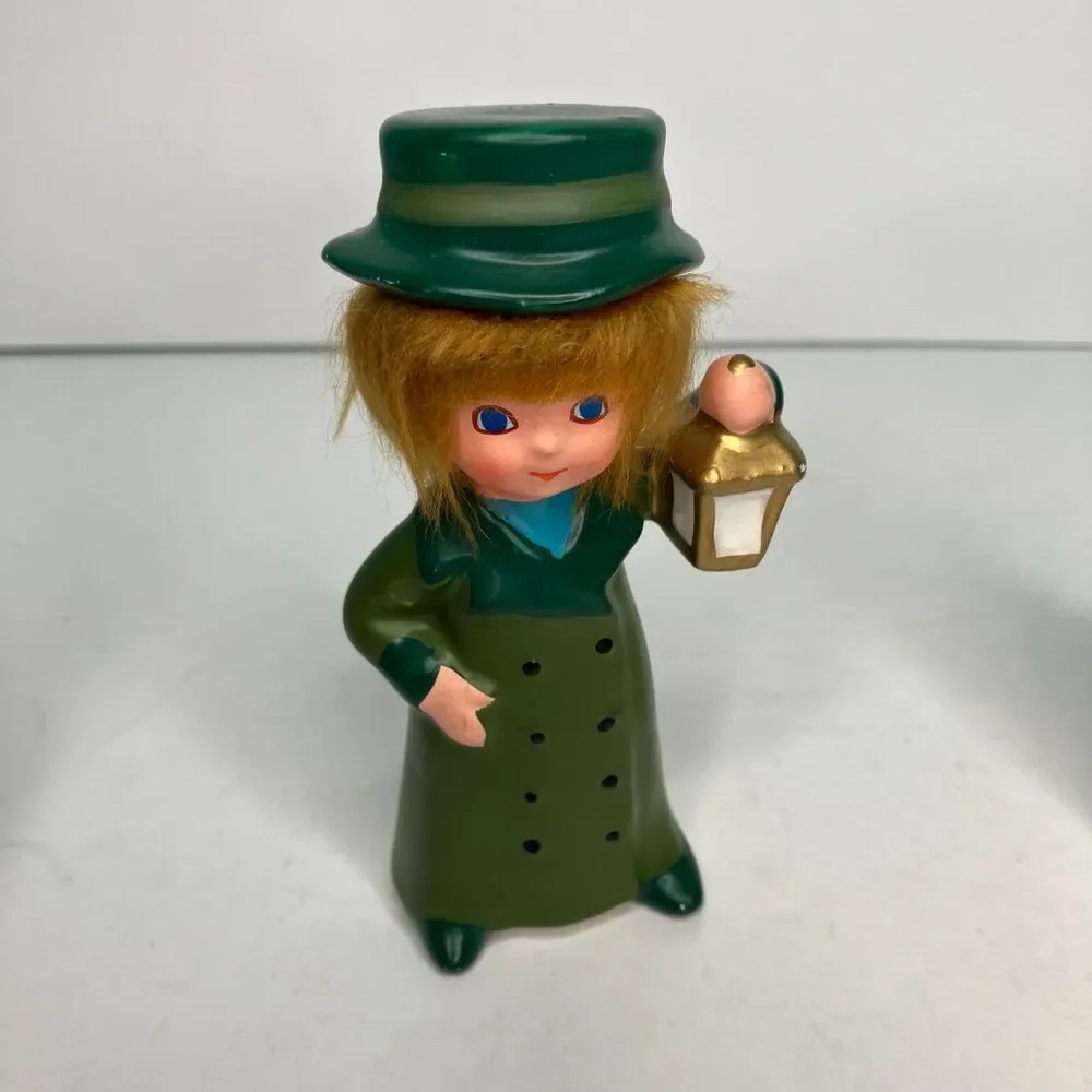 Vintage Napco Set Of 4 Christmas Carolers Figurines With Hair - Japan #7974